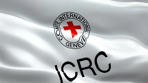 Red Cross flag. 3d ICRC logo waving video. Logo of Red Cross seamless loop Stock Footage 169995543
