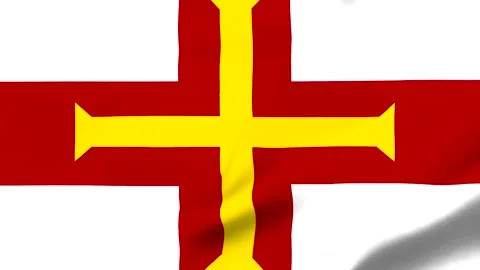 Red cross flag with yellow border on white background Video stock 343574122