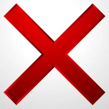 Red cross icon with bevel effect. Delete, remove icon, sign. 스톡 일러스트