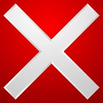 Red cross icon with bevel effect. Delete, remove icon, sign. 스톡 일러스트