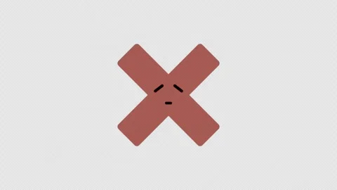Red cross icon with a sad smiley face. Wrong decision, disagreement. Close Stock Footage 288422875