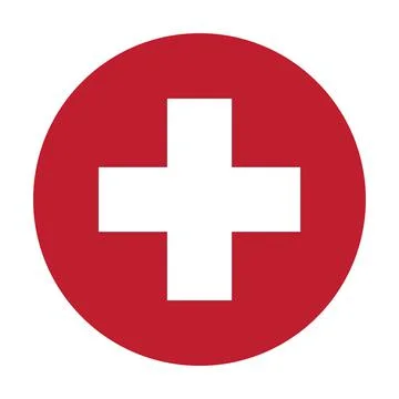 Red cross icon vector  Swiss flag sign for graphic design, logo, web site, so Illustrazione stock