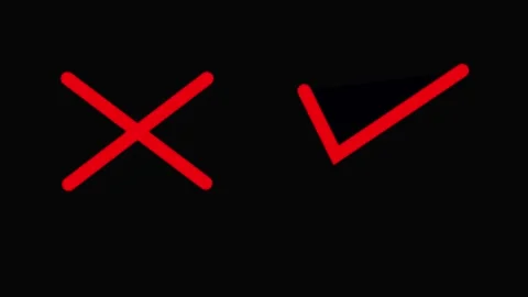 Red Cross Mark and Check mark Animation black Screen Background 4K Video 스톡 동영상 337387898
