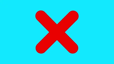 Red cross mark animation on cyan screen. Video stock 331897380