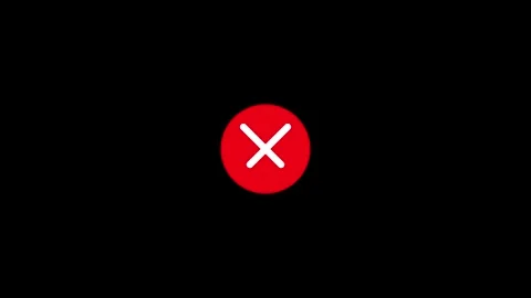 Red cross mark animation for error alert and cancellation on dark screen. 4k Видео 337653082