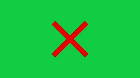 Red cross mark error cancel rejection symbol appears on green screen background Stock Footage 280238757