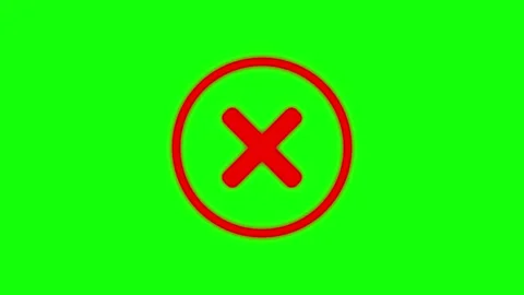 Red cross mark symbol appear and blink animation on green screen background.. Stock Footage 304718526