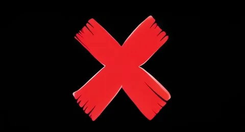 Red Cross Mark Wrong Answer Symbol on Black Background Stock Footage 317247739