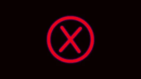 Red cross neon animation wrong answer cancel reject X mark UI UX interface .. Stock Footage 321443519