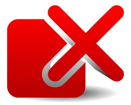 Red cross over square. Delete, remove, incorrect icon. 스톡 일러스트