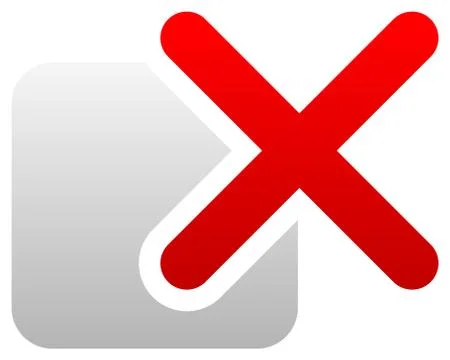 Red cross over square. Delete, remove, incorrect icon. 스톡 일러스트
