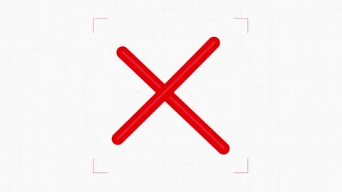 Red cross painted. Red X symbol on white technical grid background Stock Footage 341547181