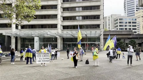 Red Cross protest Stock Footage 237682432