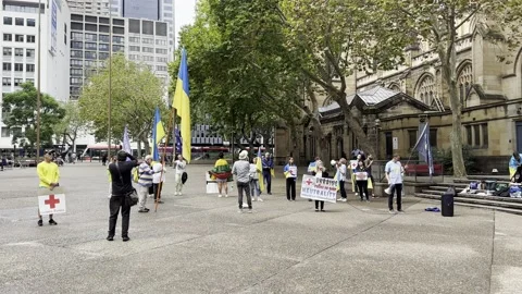 Red Cross protest 스톡 동영상 237682503