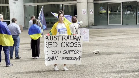 Red Cross protest Video stock 237683621