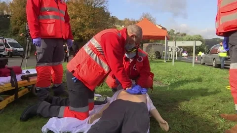RED CROSS REANIMATING SIMULATION Stock Footage 166732111