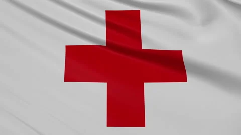 Red cross society flag. Loop. Stock-Footage 42894600