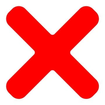Red cross symbol, icon as delete, remove, fail-failure or incorrect answer ic Stockillustratie