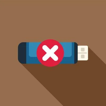 Red cross symbol showing error on usb flash drive Stock Illustration