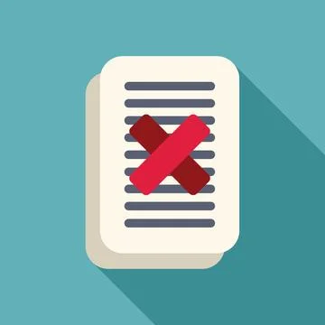 Red cross symbolizing rejection on document representing denial Stock Illustration