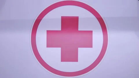 A red cross with a white circle in the middle Stock Footage 299881111