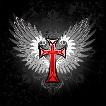 Red cross with wings イラスト素材