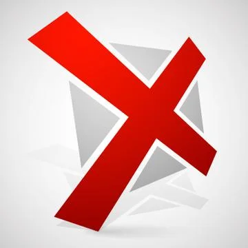 Red Cross, X Shape, X Letter w/ Perspective Stock Illustration