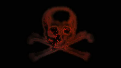 Red crossbones on black background Stock Footage 209361372