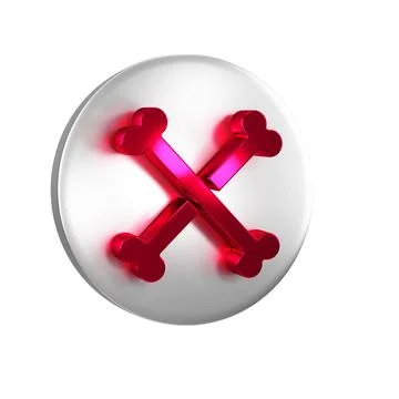 Red Crossed human bones icon isolated on transparent background. Silver cir.. Stock Illustration
