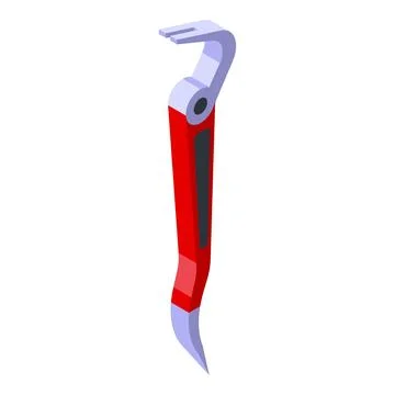 Red crowbar icon isometric vector. Thief tool Stock Illustration