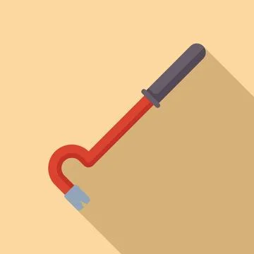 Red crowbar lying on a beige background with a long shadow Stock Illustration