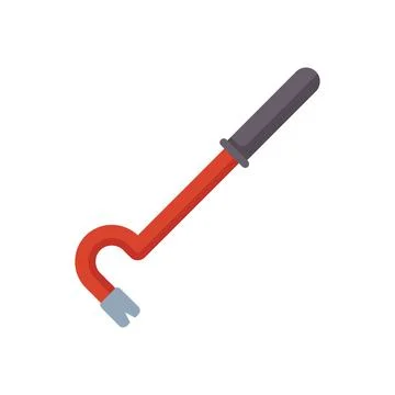 Red crowbar lying on white background 库存插图