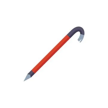 Red crowbar tool lying isolated on white background Illustration