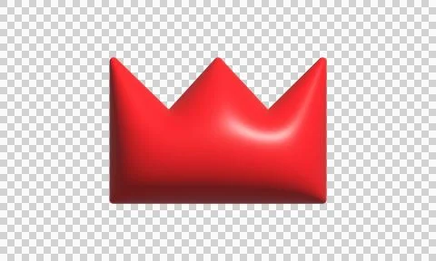 Red crown icon isolated on white. 3D royal symbol for luxury branding and g.. Stock Illustration