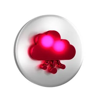 Red Cryptocurrency cloud mining icon isolated on transparent background. Bl.. Illustrazione stock