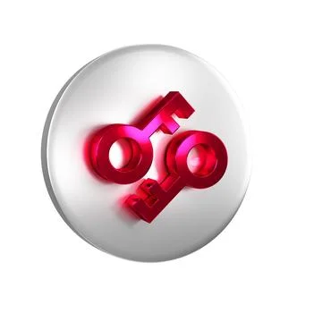 Red Cryptocurrency key icon isolated on transparent background. Concept of .. 스톡 일러스트