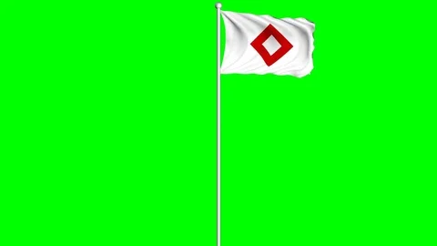 Red Crystal Flag Waving Fluttering on Wind Loopable Green Blue Screen Matte Stock Footage 77719709