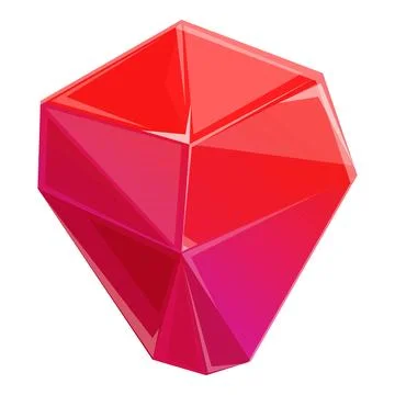 Red crystal gemstone shining with light reflecting surfaces 스톡 일러스트