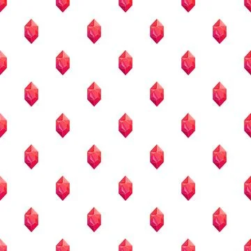 Red crystal gemstones creating seamless pattern background 스톡 일러스트