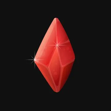 Red Crystal. Magic Gemstone Icon on Black Background. Vector 库存插图