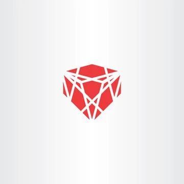 Red crystal stone gem vector icon Illustrazione stock