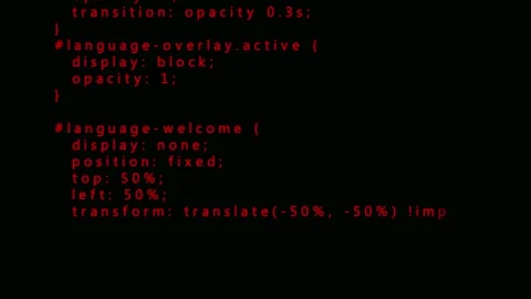 Red CS Transition Property Code Snippet on animated Black Background styles.. Stock Footage 321454380