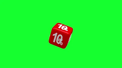 Red cube with 10 percent rotates on green screen, 3D animation. 库存影片 335239494