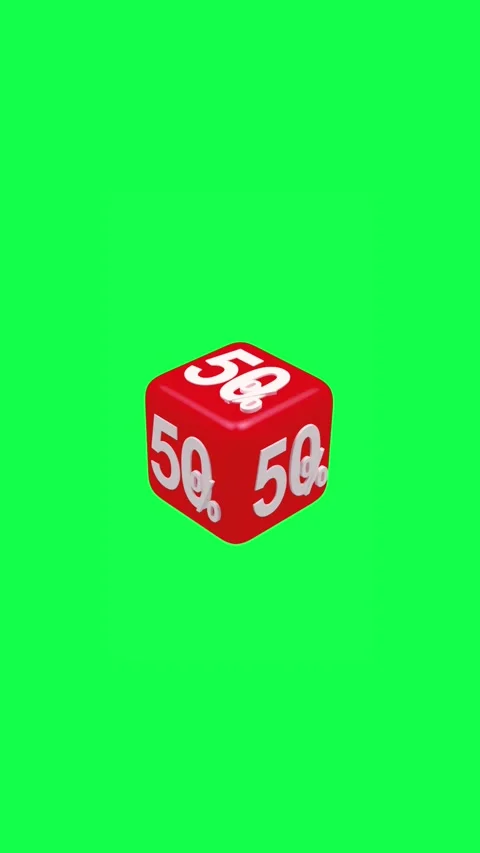 Red cube with 50 percent rotation on green screen, 3D animation. Stock Footage 337061656