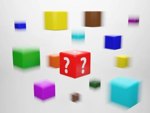 Red cube in the center of moving cubes Stock Illustration