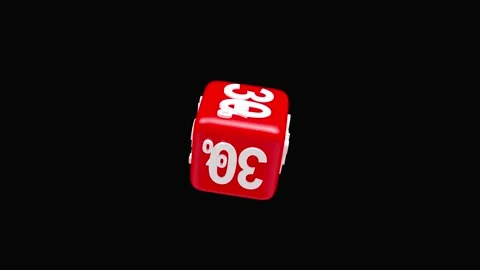 The red cube with discount percentages of 30% and 50% is rotating Stock Footage 338286760