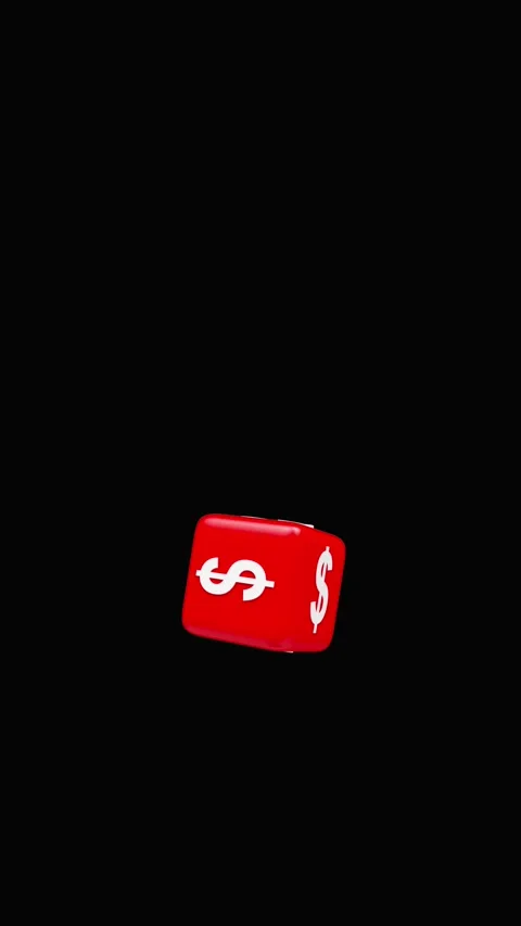 Red cube with dollar symbols rotating on black, 3D rendering. Video stock 335405503
