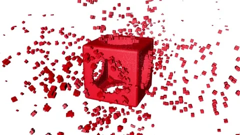 Red cube explosion, seamless looping Stock Footage 74111596