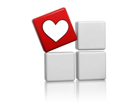 Red cube with heart sign on boxes Stock Illustration
