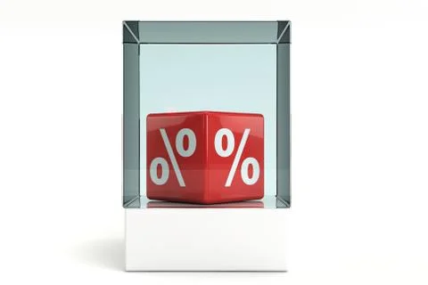 Red cube percent sign Stock Illustration